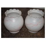 Two White Vases with Red Splatter