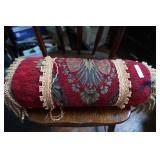 Burgundy & Gold Bolster Throw Pillow