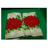 2 Christmas Dish Towels Poinsettas