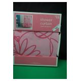 NIP Hearts & Flowers Pink Shower Curtain