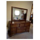 K Kraft Solid Cherry 9 Drawer Dresser Mirror