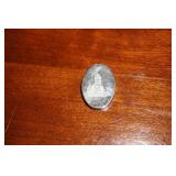 Silvertone Oval Shaped Pendant with Lighthouse