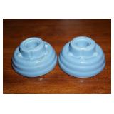Set of Blue Candle Holders Pottery