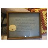 Framed Needlepoint Picture Sand Dollar Legend
