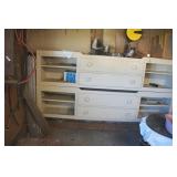 Pair of Shelves & Drawers Attached to Wall