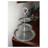 3 Tiered Silver Plate Serving Tray