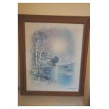 Framed Picture of A House on a Lake