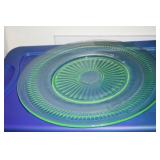 Vtg Glass Uranium Round Serving  Platter