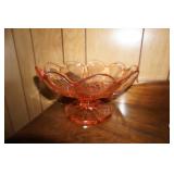 Pink Pedestal Floral Center Piece Bowl
