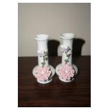 2 White Porcelain Bud Vases