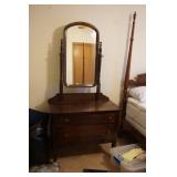 Antq 2 Drawer Dresser w/mirror Lo Boy