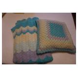 Crocheted Blanket & Pillow Set Spring Colors