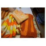 5 Crocheted Blankets Various Sizes