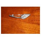 Silvertone Pin with Rhinestones