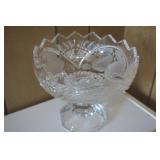 Lead Crystal Pedestal Bowl w/embossed fruit