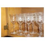 Vtg Long Stemmed Grapes & Leaves Wine Glasses 8