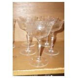 Vtg Long Stemmed Champagne Glasses Grapes/Leaves 5