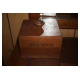 Vtg Wooden Recipe Box