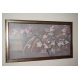 Vtg Chinese Water Coloring Painting SAKURA Trees..