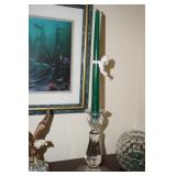 Lead Crystal Candle Holder w/Angel Hanging Decor