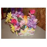 Ceramic Basket w/ Artificial Flowers