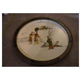 Metal Serving Tray Asian Theme White background