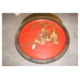 Metal Serving Tray Asian Theme Red background