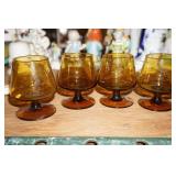 Set of 4 Amber Small Brandy Sniffers