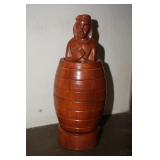 Vtg Wooden Naked Barrel Man