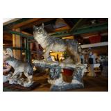 Wolf Standing on a Log Figurine