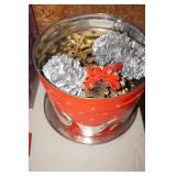 Christmas Tin w/Decorative Pine Cones