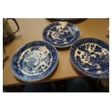 3 Blue Willow Saucer Made in Japan