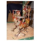 3 Metal Candle Holders w/leaves