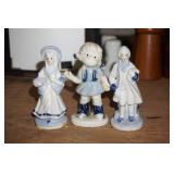 Collection of 3 Porcelain Figurines blue & white