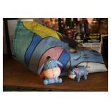 Collection of Eeyore Items 2 figurines,1 flag