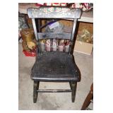 Black Wooden Chair w/grapes/leaves