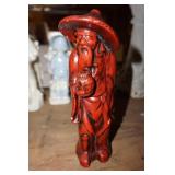Vtg Oriental Male Figurine standing up w/pottery