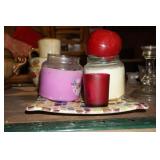 Collection of Candles & Candle Holder Plate