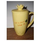Tall Yellow Coffee Mug  LIfe is Short LIve It