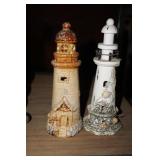 2 Light Houses 1 ceramic 1 wood