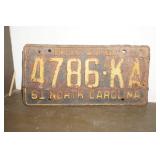 1961 NC License Plate