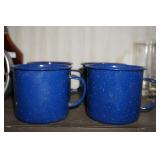Set of 4 Blue Enamel Cups