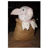 Stuffed Rabbit in a Burlap Sack