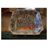 Small Square Asian Theme Dish w/people