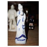 White/Blue Porcelain Figurine of a Victorian Lady