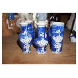 Set of 6 Blue & White Bud Vases
