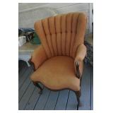 Vtg Queen Anne Style Wing Back Chair