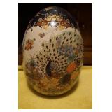 Large Porcelain Egg with a Peacock