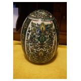 Green and White Large Porcelain Egg