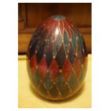 Burgandy and Green Porcelain Egg